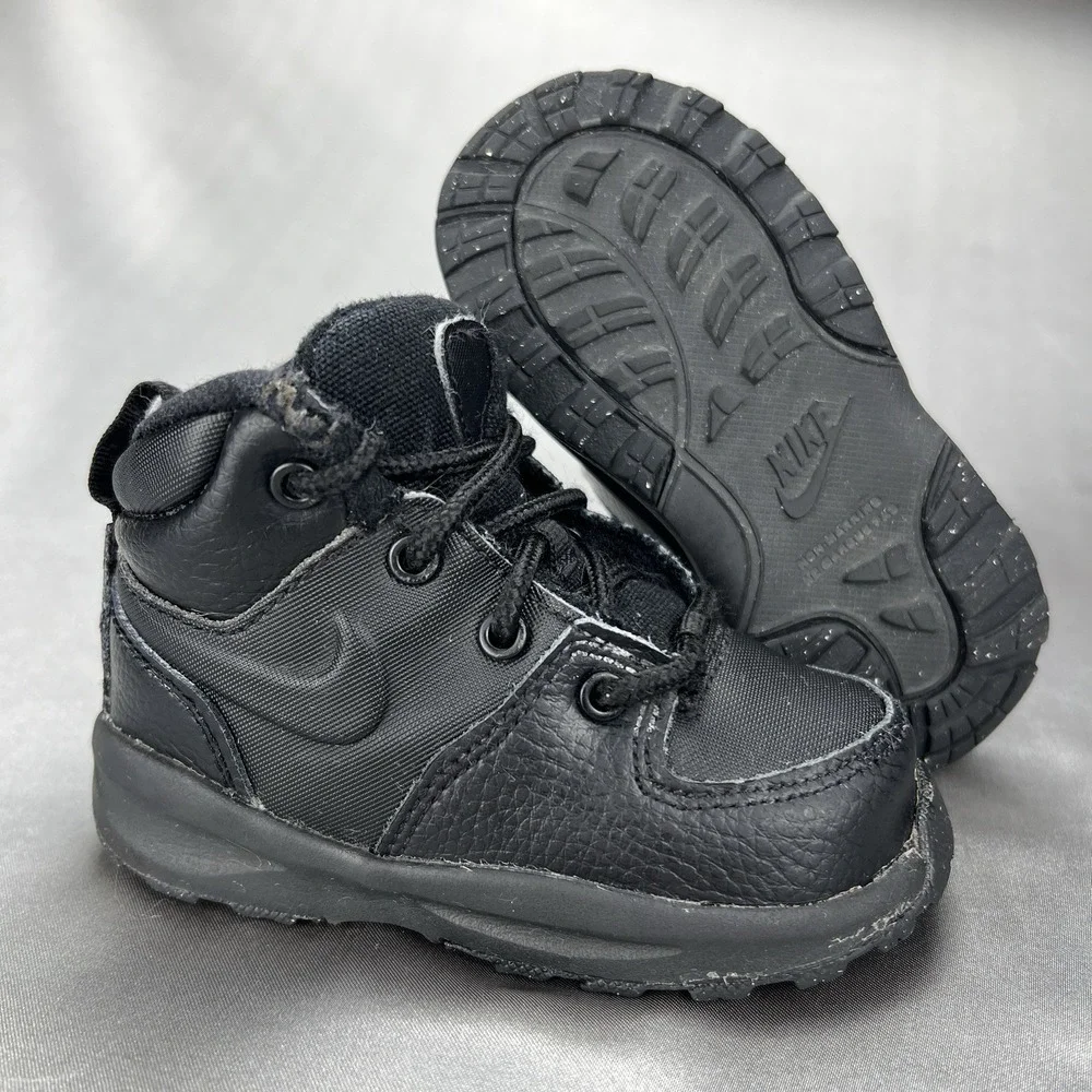 Nike Manoa Leather Toddler Boot Black Lace Up Ankle BQ5374-001 Size 6C Shoes